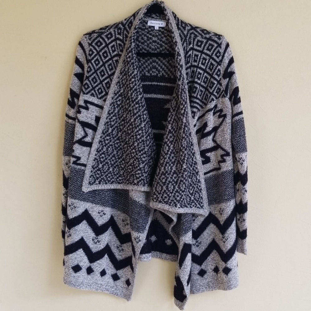 Society 8 Black & Tan Aztec Wrap Sweater - Picture 3 of 8